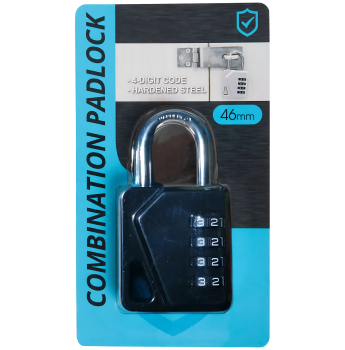COMBINATION PADLOCK - 4 Digit Code Schwarz 46mm